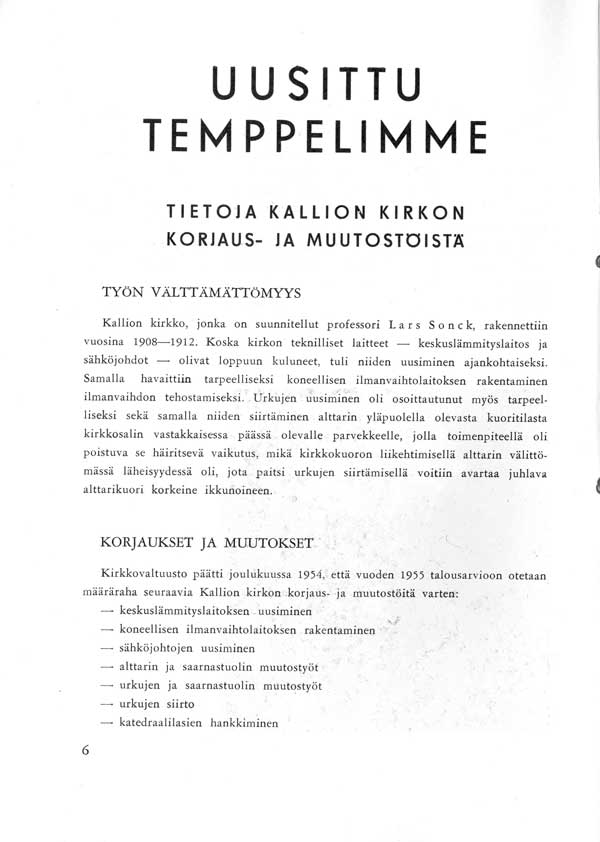 Kallion seurakunnan lehti 1956